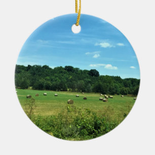 Hay Bales, Wytheville, Virginia Ceramic Ornament