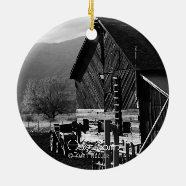 Hay Barn Ceramic Tree Decoration (Back)