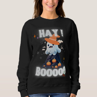 hay boo cute ghost spooky Halloween pumpkin Sweatshirt
