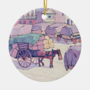 Hay Carts, Cumberland Market (oil on canvas) Ceramic Ornament