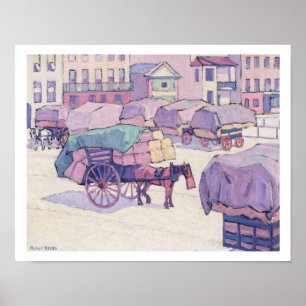 Hay Carts, Cumberland Market (oil on canvas) Poster