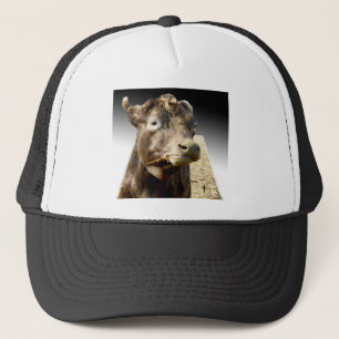Hay Day: A Brown Cow’s Munching Moment in Pop-Out Trucker Hat