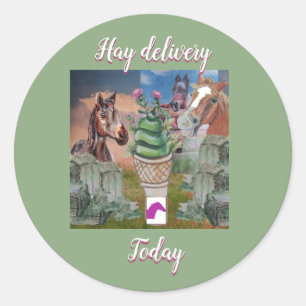 hay delivery today classic round sticker