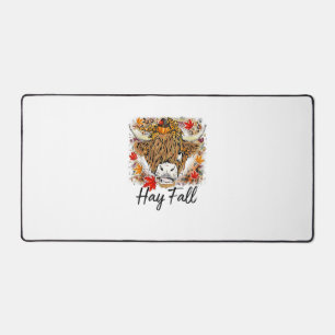 Hay Fall Highland Cow Leopard Thanksgiving Heifer  Desk Mat