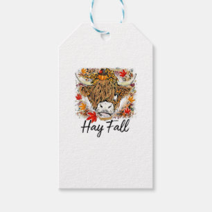 Hay Fall Highland Cow Leopard Thanksgiving Heifer Gift Tags