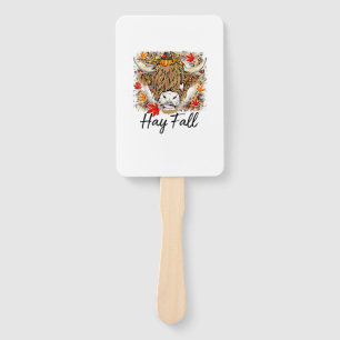 Hay Fall Highland Cow Leopard Thanksgiving Heifer Hand Fan