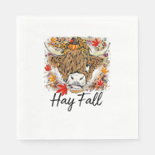 Hay Fall Highland Cow Leopard Thanksgiving Heifer Napkin