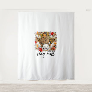 Hay Fall Highland Cow Leopard Thanksgiving Heifer Tapestry