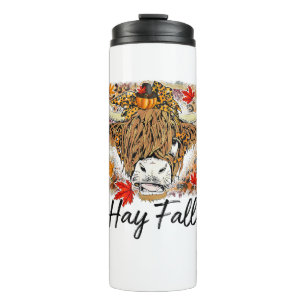 Hay Fall Highland Cow Leopard Thanksgiving Heifer Thermal Tumbler