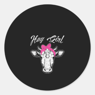 Hay Girl Cow Girl Farmer Gift Classic Round Sticker