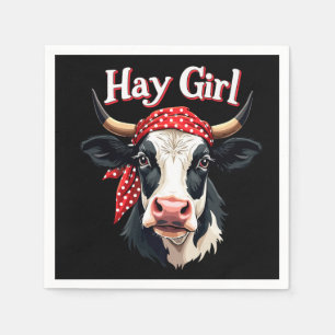 Hay Girl Farmer Funny Cattle Cow Farm Lovers Napkin