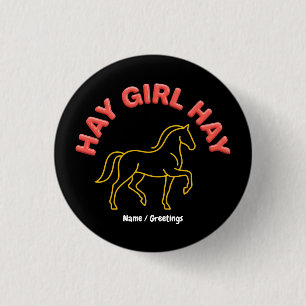 Hay Girl Hay Retro Horse Graphic 2026 Western Chic 3 Cm Round Badge
