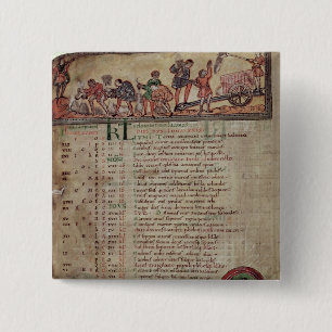 Hay-making and ploughing, from a Calendar 15 Cm Square Badge