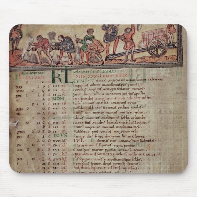 Hay-making and ploughing, from a Calendar Mouse Pad (Front)