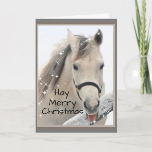 Hay Merry Christmas Horse Farm Animal Humour Card