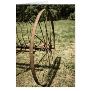 Hay Rake Wheel Aged Card