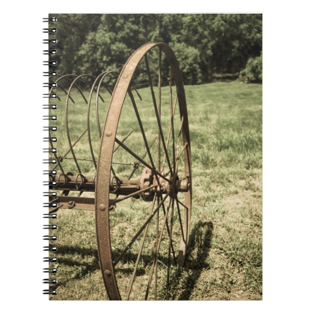 Hay Rake Wheel Aged Notebook (Front)