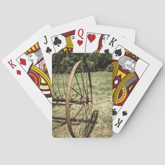 Hay Rake Wheel Aged Playing Cards (Back)