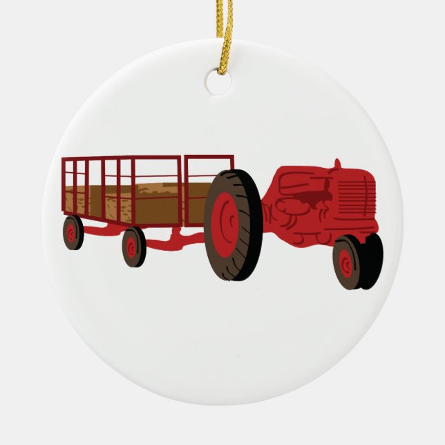 Hay Ride Ceramic Ornament (Front)