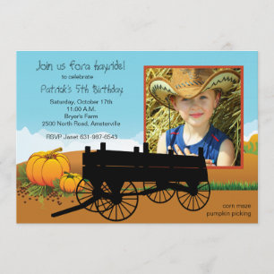 Hay Ride Photo Invitation