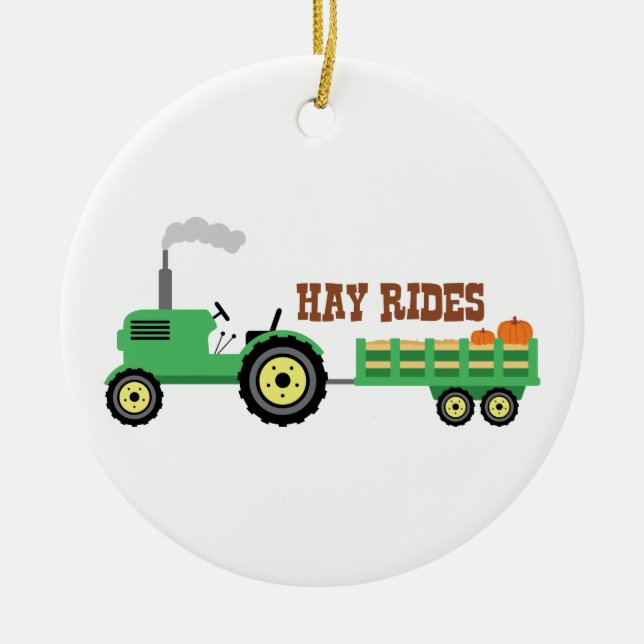 Hay Rides Ceramic Ornament (Front)
