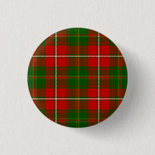 Hay tartan red green plaid 3 cm round badge