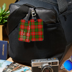 Hay tartan red green plaid luggage tag