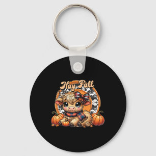Hay There Pumkin Highland Cow Fall Autumn Thanksgi Key Ring