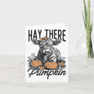 Hay There Pumpkin Cute Cow Farm Fall Autumn Cow Ha Card