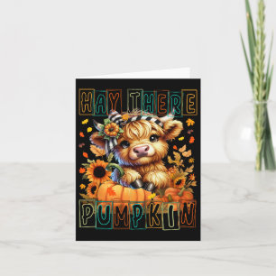 Hay There Pumpkin Retro Style Highland Cow For Fal Card