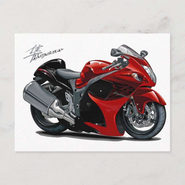 Hayabusa Red-Black Bike Postcard (Front)