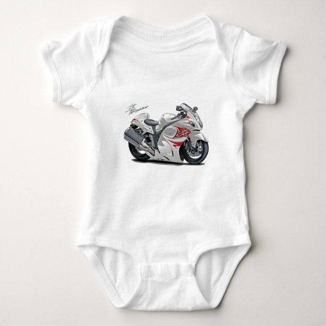Hayabusa White-Red Bike Baby Bodysuit (Front)
