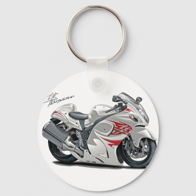 Hayabusa White-Red Bike Key Ring (Front)
