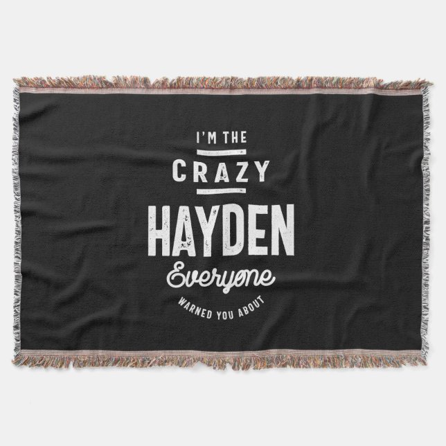 Hayden Personalised Name Birthday Gift Throw Blanket (Front)