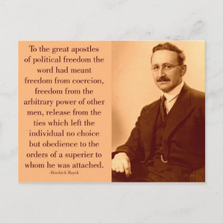 Hayek on freedom postcard