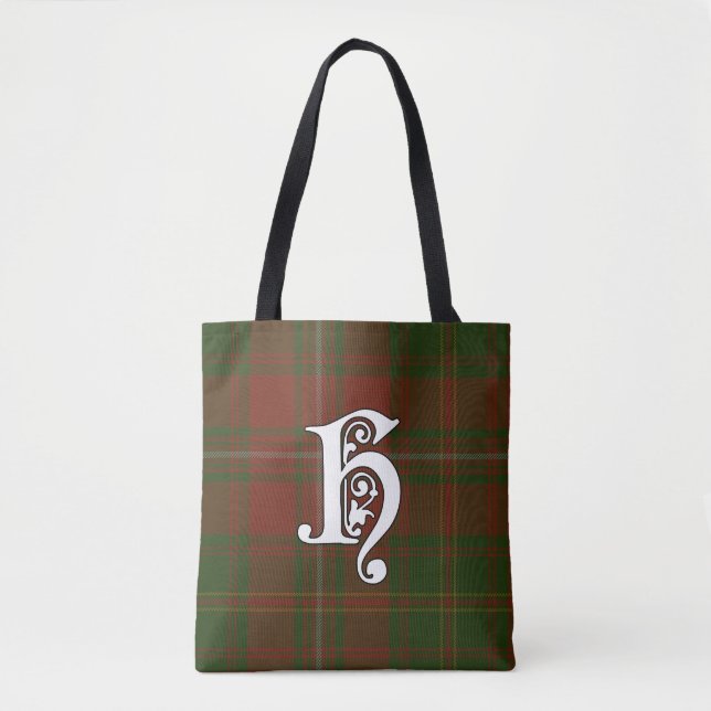 Hayes Clan Tartan Monogram Tote Bag (Front)
