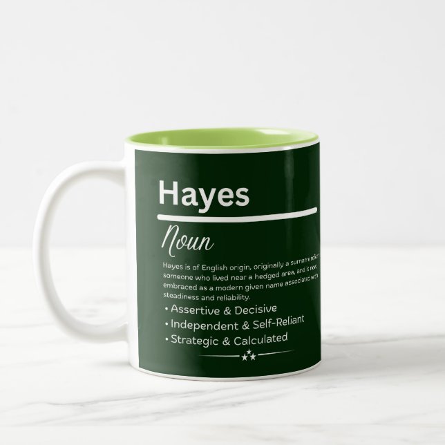 Hayes Personalized Name Two-Tone Coffee Mug (Left)