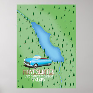 Hayeswater Lake District map travel poster