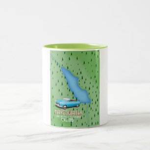 Hayeswater Lake District map travel poster Two-Tone Coffee Mug