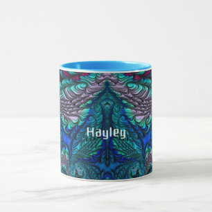 HAYLEY ~ PEACOCK blue green fractal ~ Mug