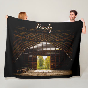 Hayloft of Old Brown Barn With A View Fleece Blanket