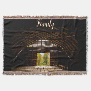 Hayloft of Old Brown Barn With A View Throw Blanket