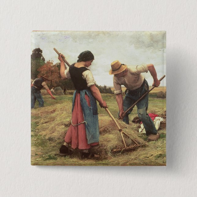 Haymaking, 1880 15 cm square badge (Front)