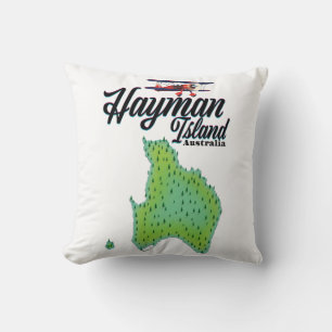 Hayman Island Vintage travel map. Cushion