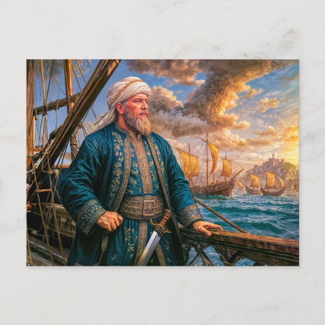 Hayreddin Barbarossa Naval Commander Portrait Postcard (Front)