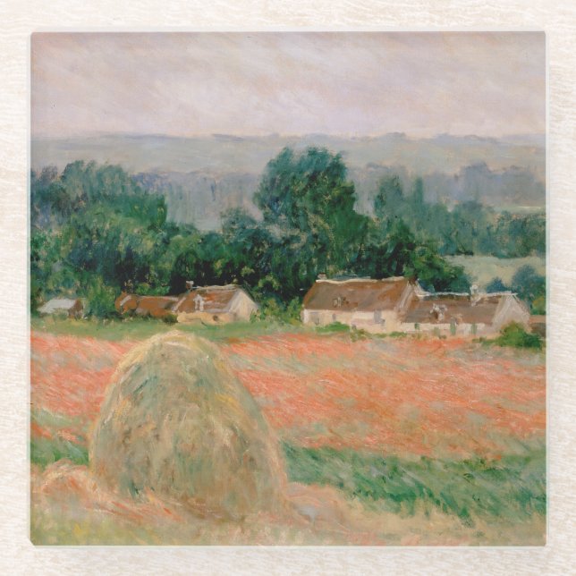 Haystack at Giverny - Claude Monet - 1886 Glass Coaster (Front)