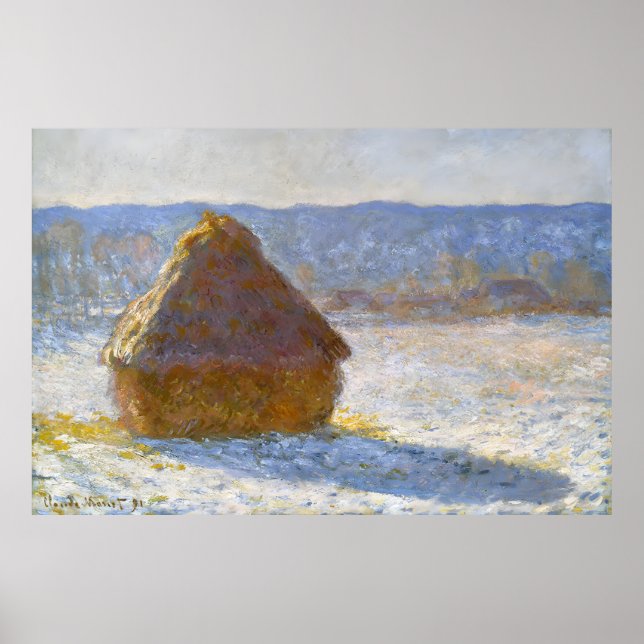 Haystack in the Morning, Snow Effect-Claude Monet Poster (Front)