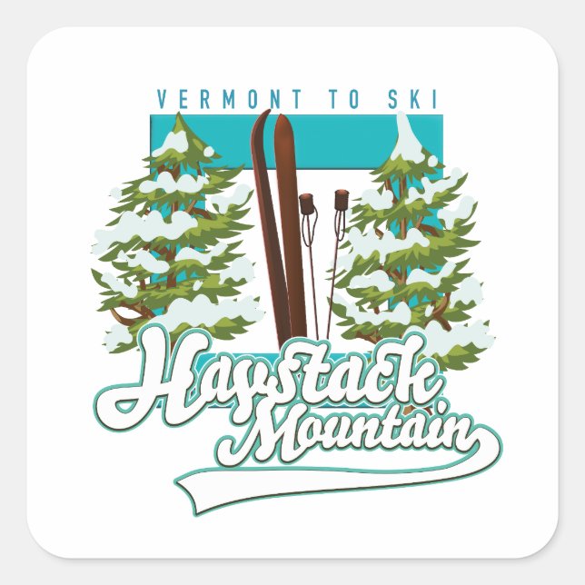 Haystack Mountain Vermont USA Ski logo Square Sticker (Front)