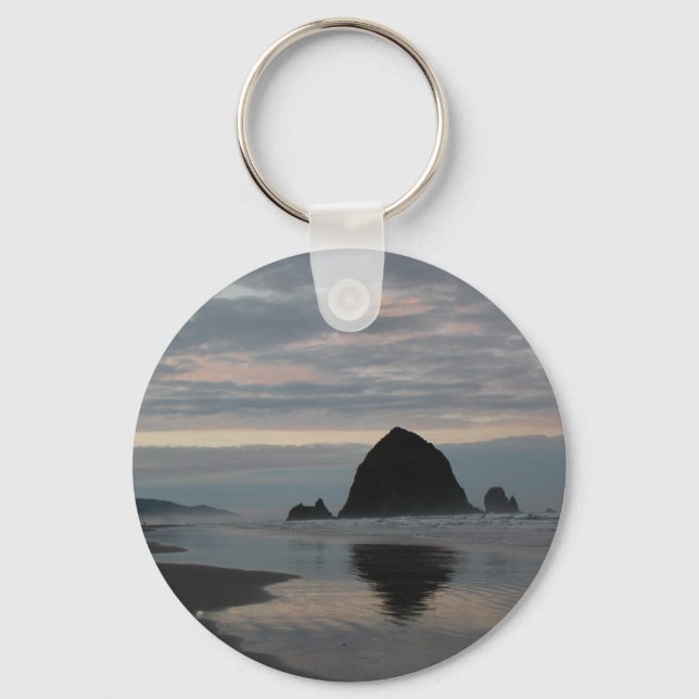 Haystack Rock at Cannon Beach Key Ring (Front)