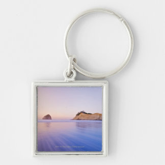 Haystack Rock At Dawn Blurred Blue Purple Waves Key Ring